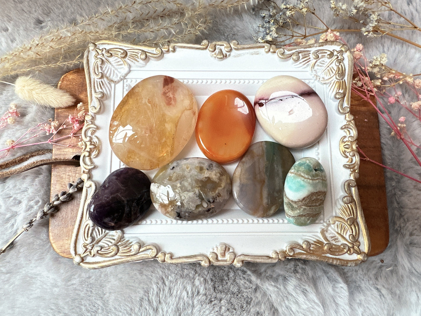 1 lb Imperfect Crystal Flat/Worry/Palm Stones Mystery Bundle