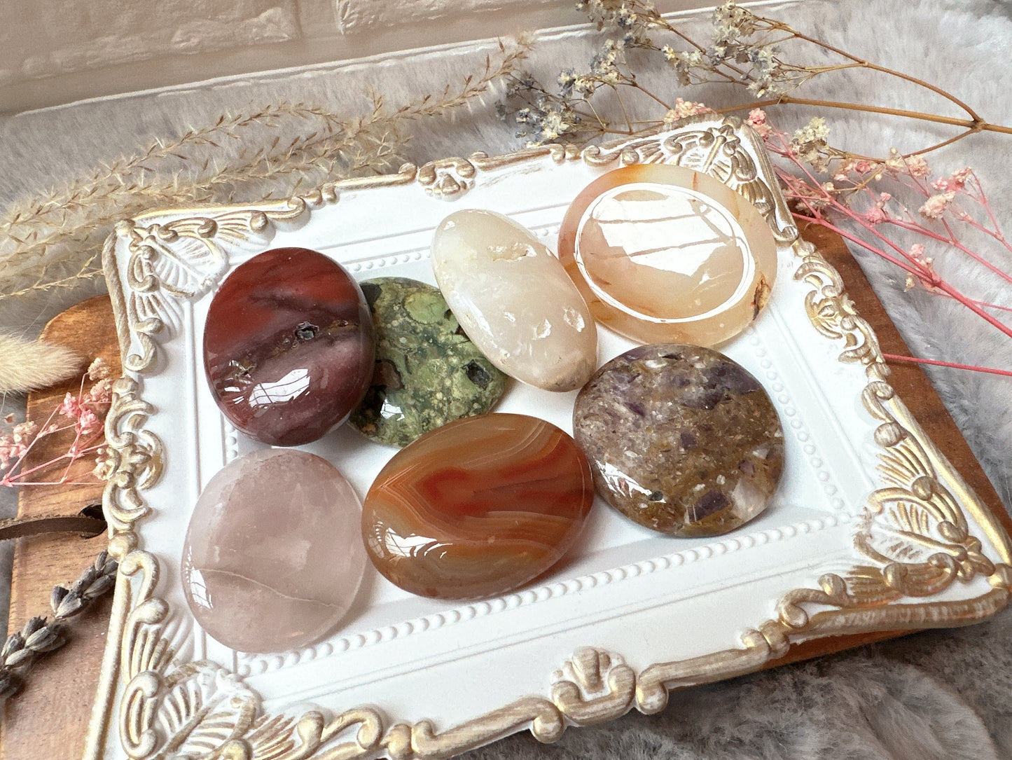 1 lb Imperfect Crystal Flat/Worry/Palm Stones Mystery Bundle