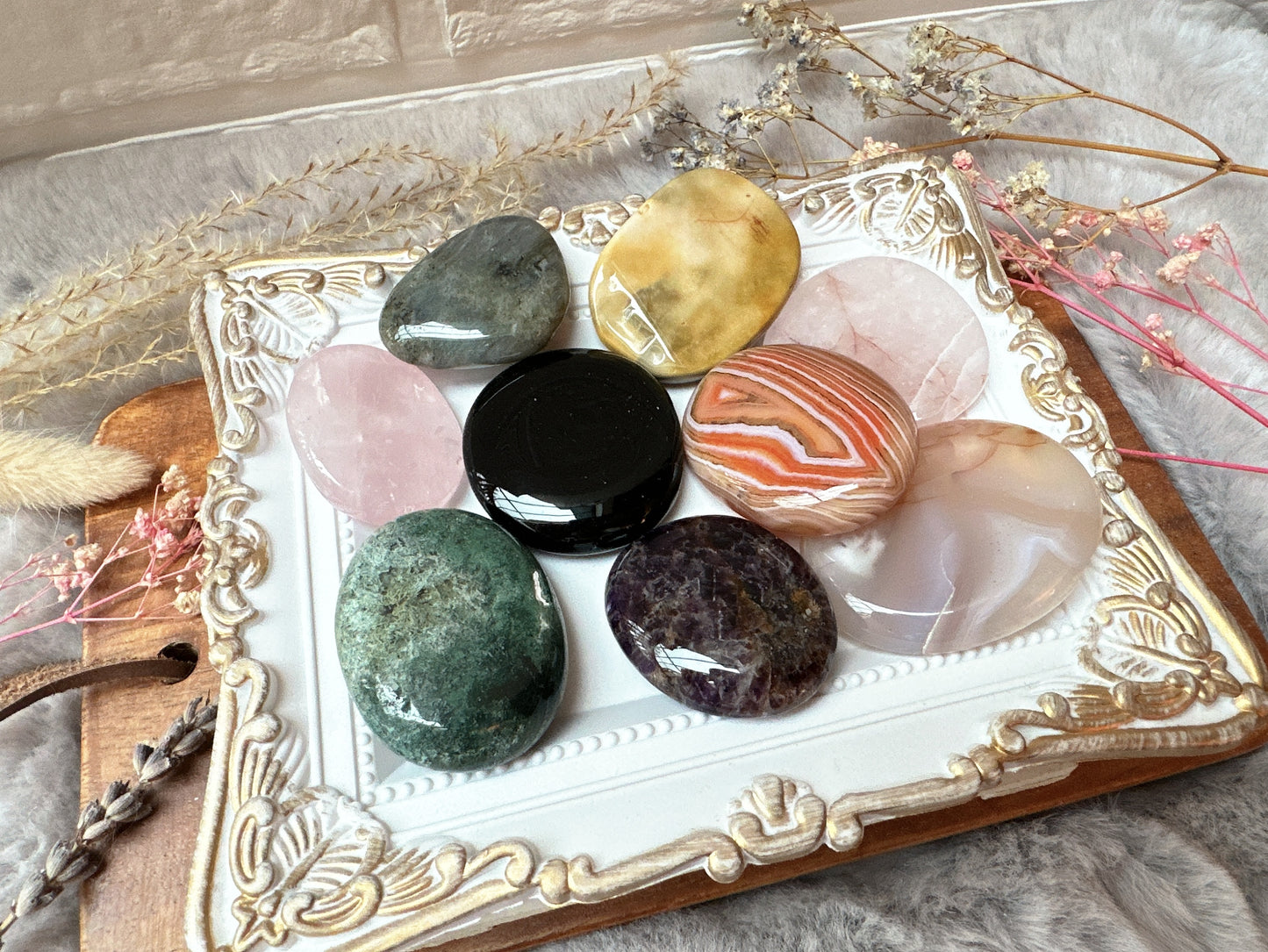 1 lb Imperfect Crystal Flat/Worry/Palm Stones Mystery Bundle