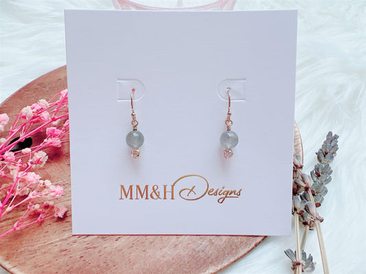 Labradorite and Cubic Zirconia Earrings