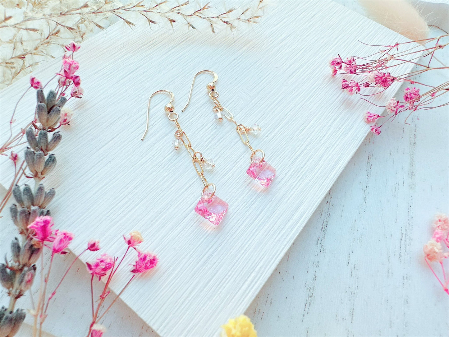 Princess Cut Crystal Long Chain Earrings