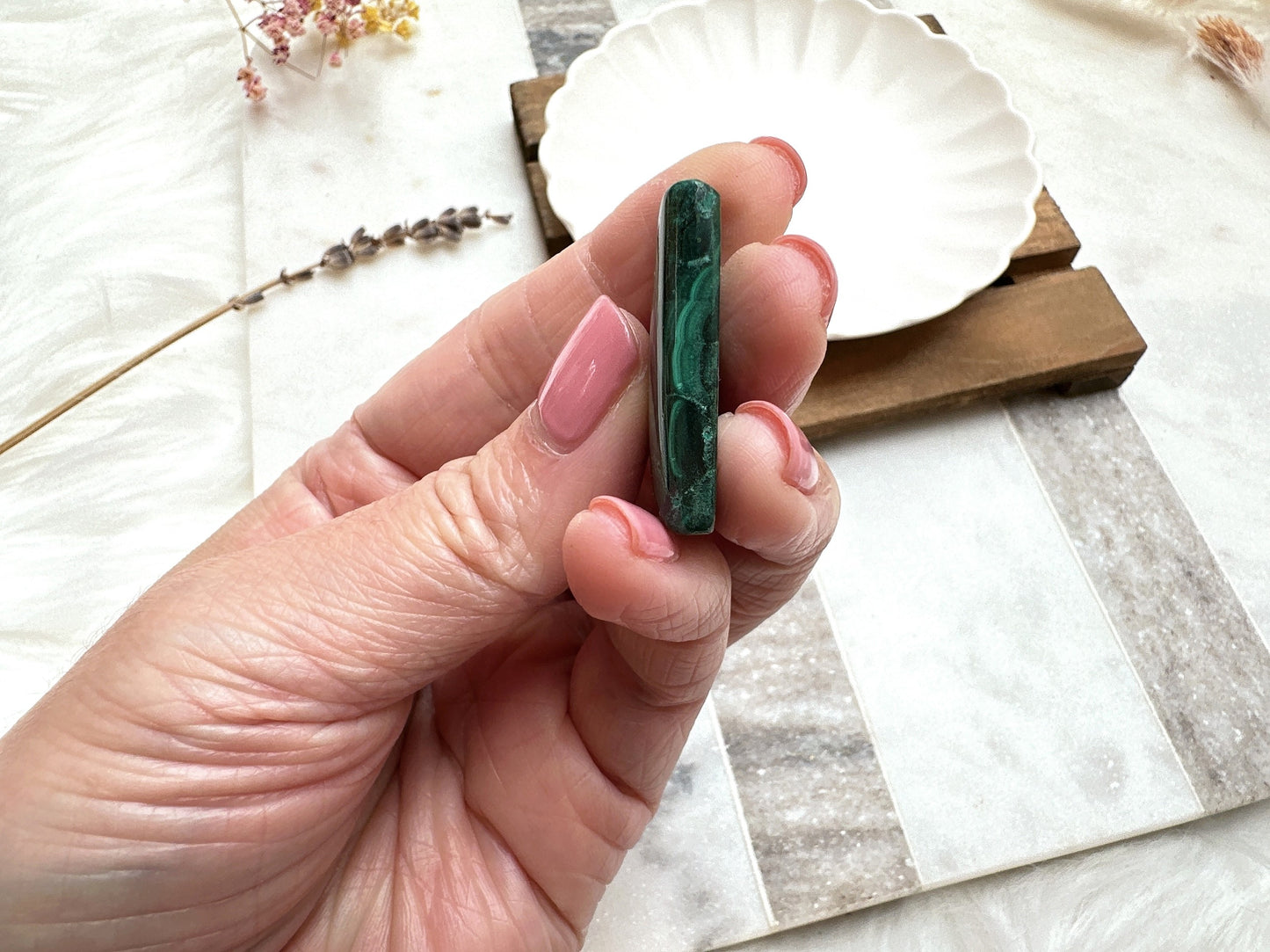 Malachite Mini Flat Stone | Malachite Cabochon