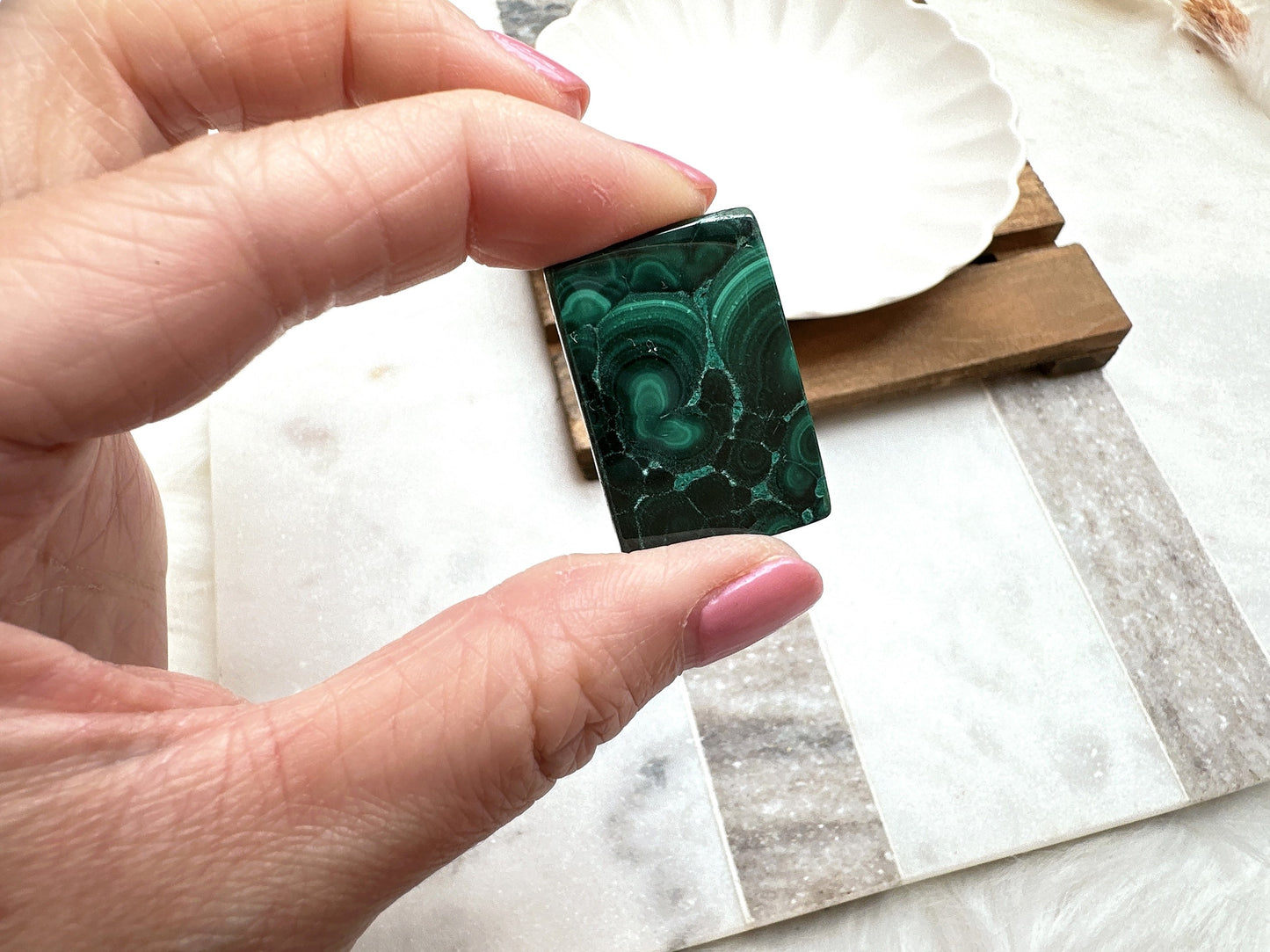 Malachite Mini Flat Stone | Malachite Cabochon