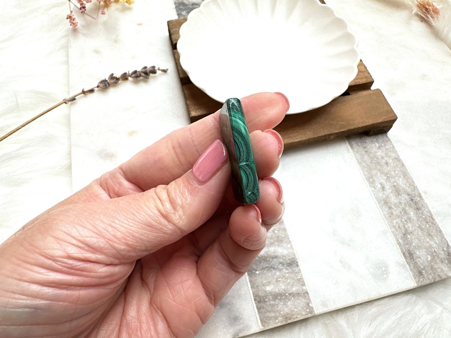 Malachite Mini Flat Stone | Malachite Cabochon