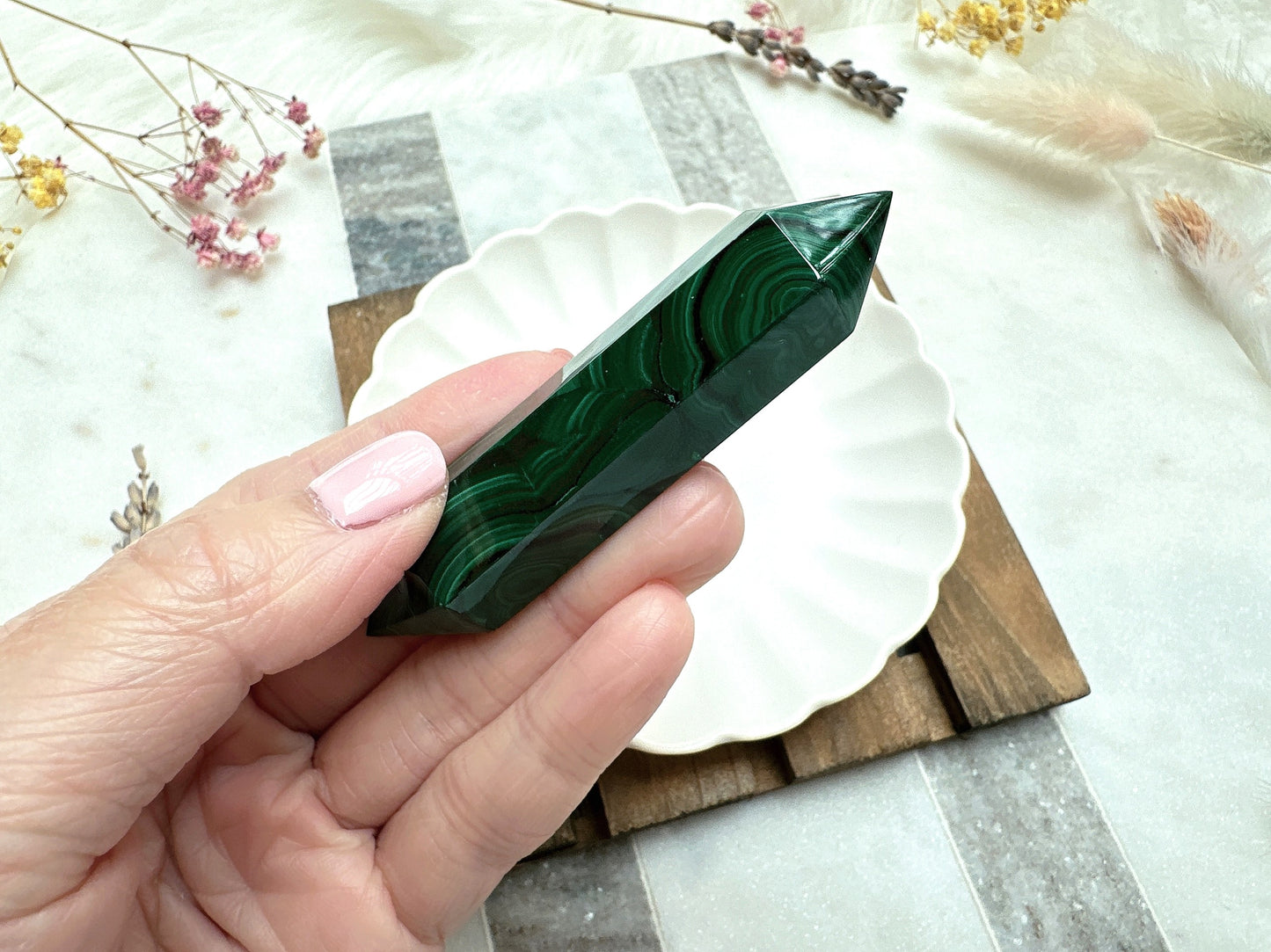 Small Malachite Double Terminated Point