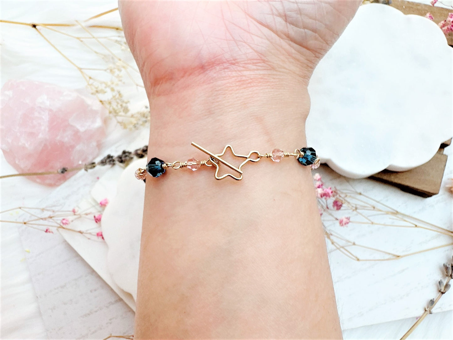 Crystal Bracelet with Star Toggle Clasp