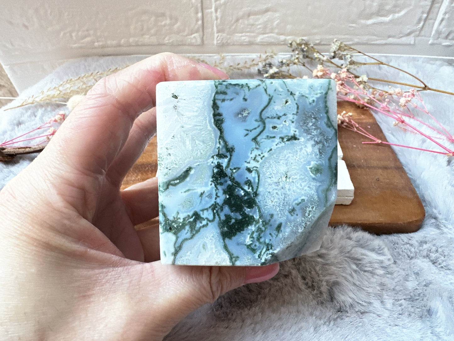 Moss Agate Cube
