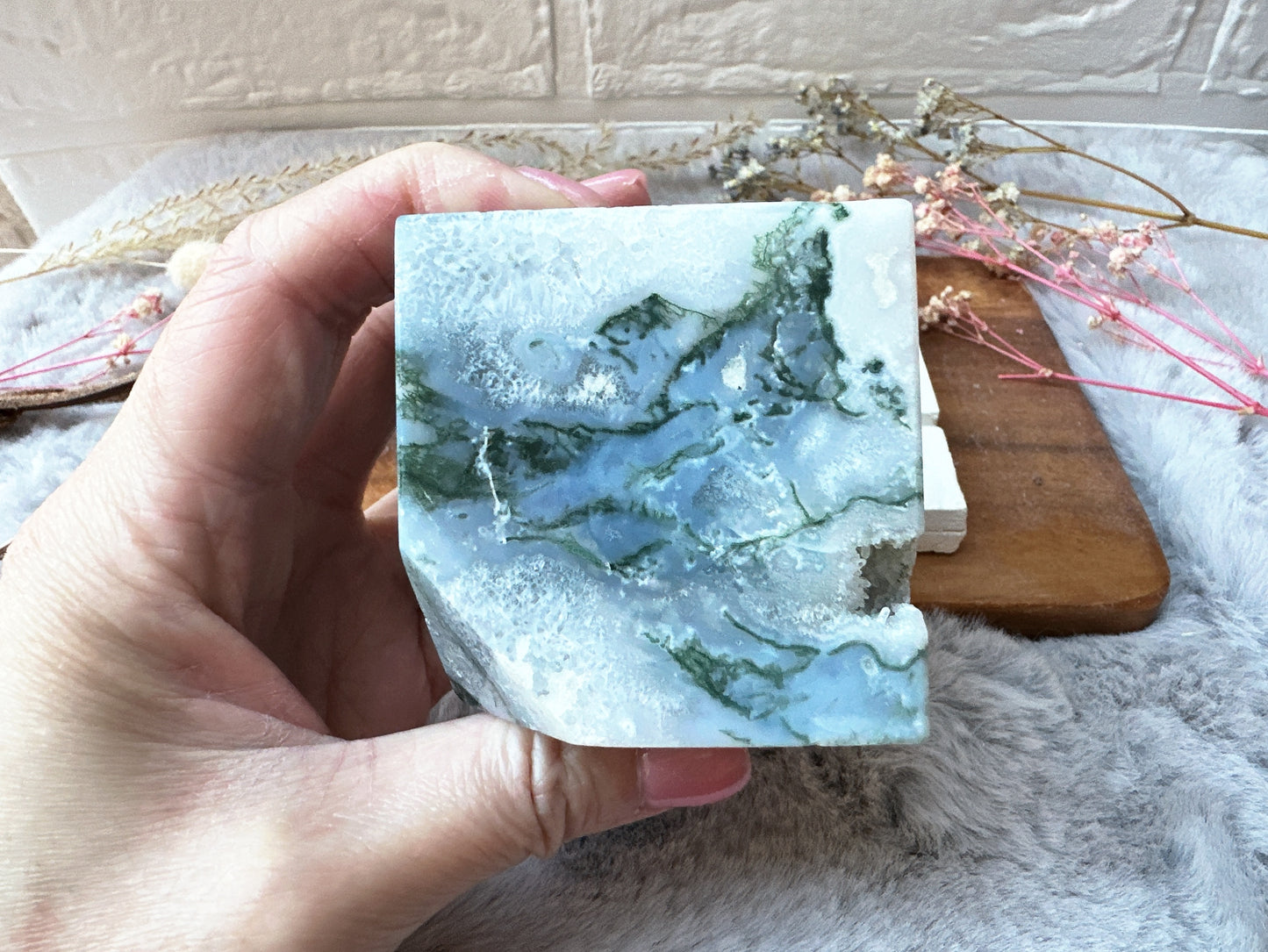 Moss Agate Cube