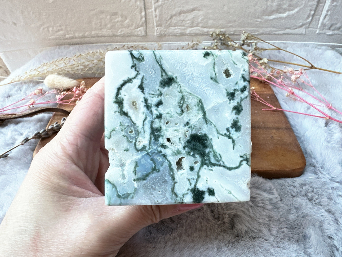 Moss Agate Cube