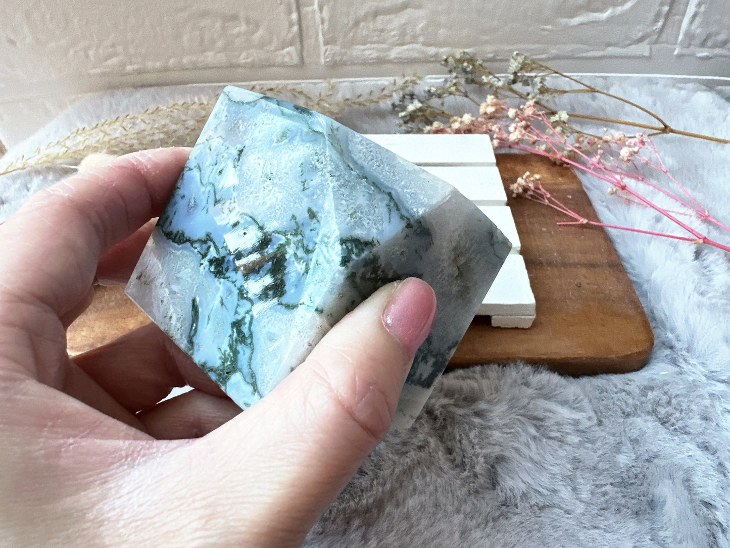 Moss Agate Cube