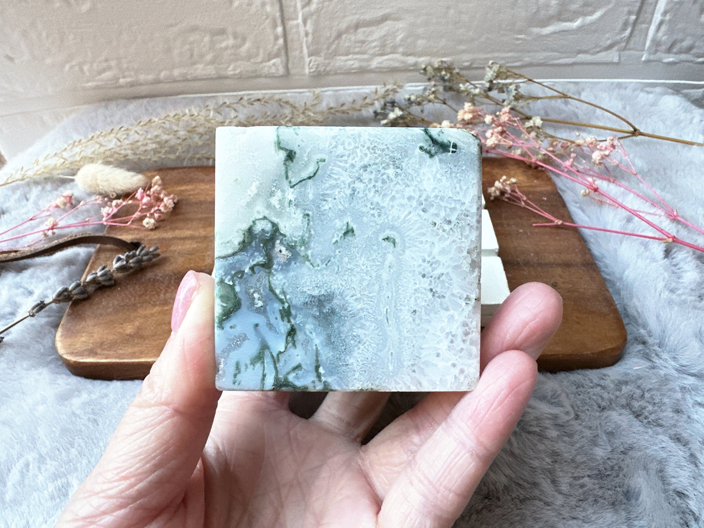 Moss Agate Cube