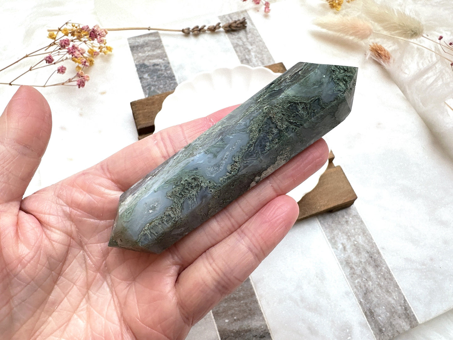 Moss Agate Double Terminated Point