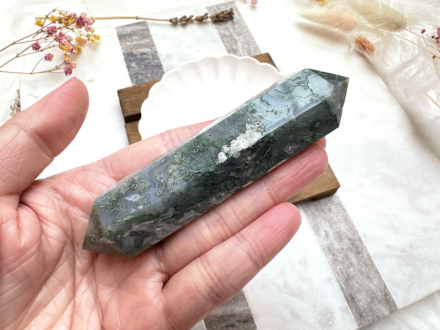 Moss Agate Double Terminated Point