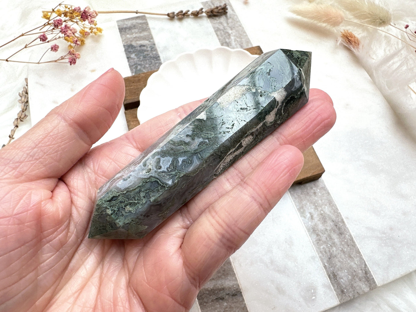Moss Agate Double Terminated Point