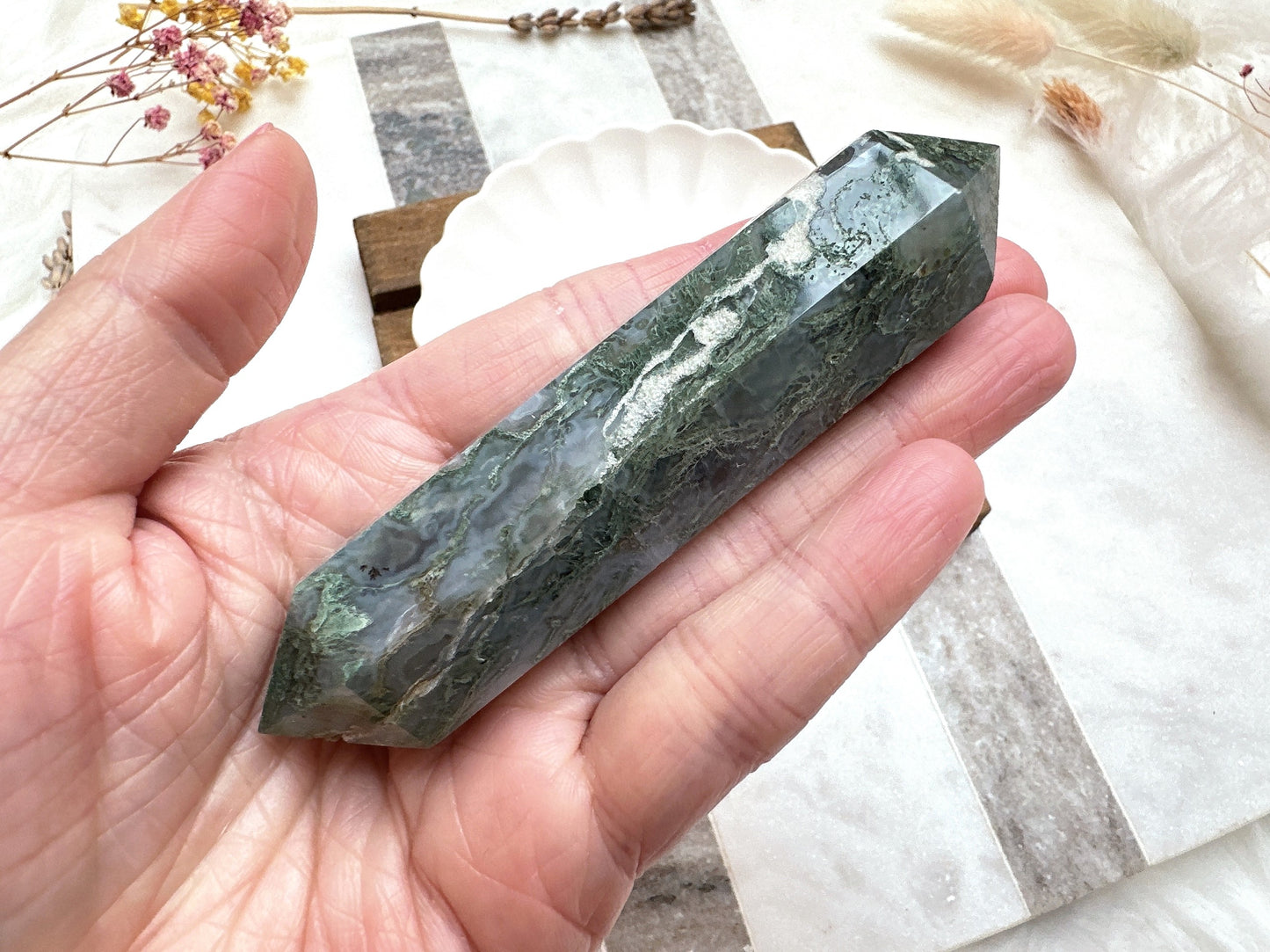 Moss Agate Double Terminated Point