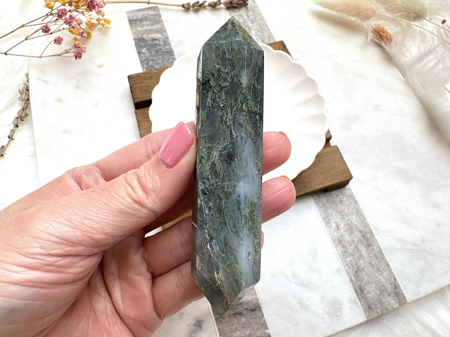 Moss Agate Double Terminated Point