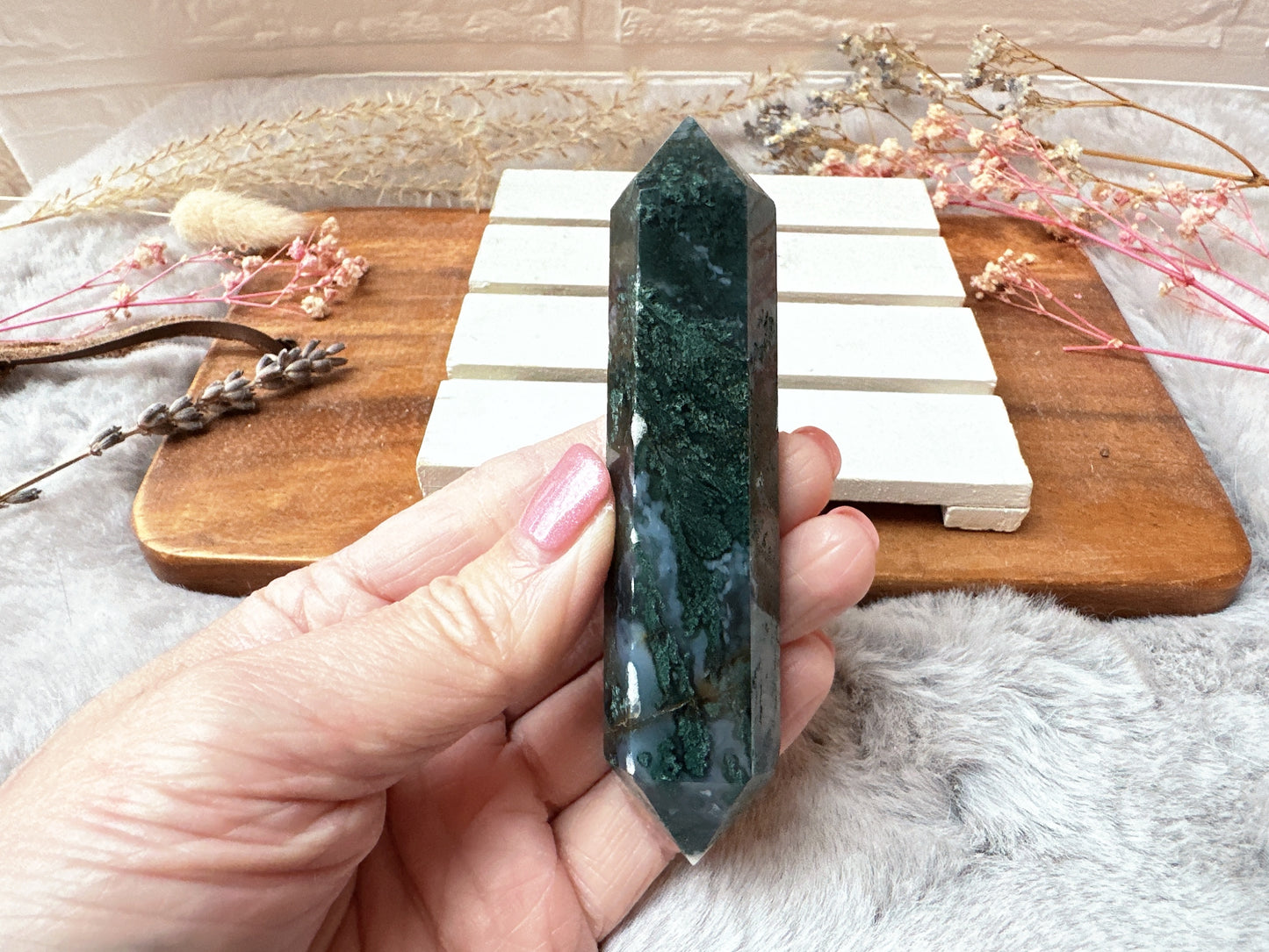 Moss Agate Double Terminated Point
