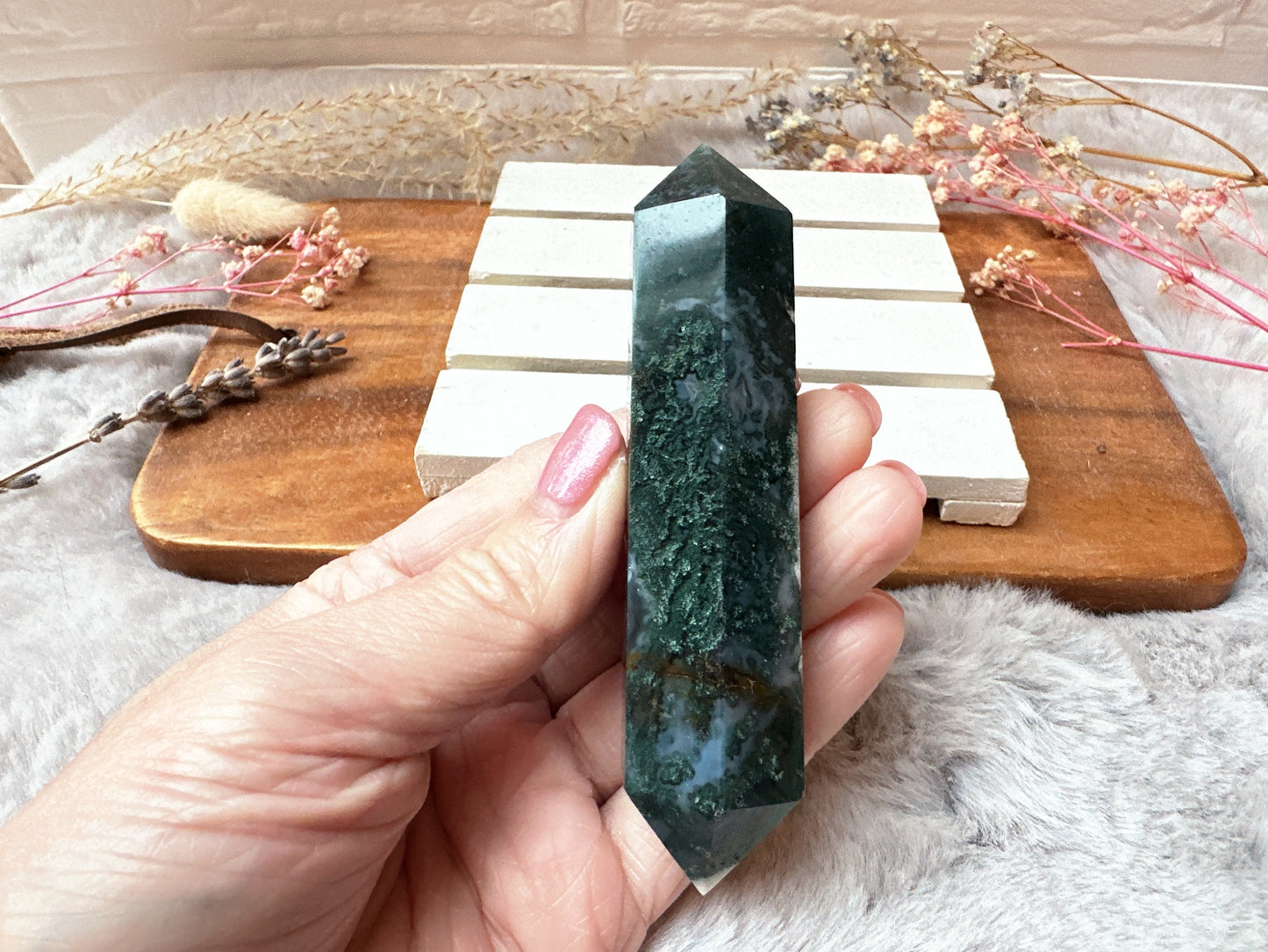 Moss Agate Double Terminated Point
