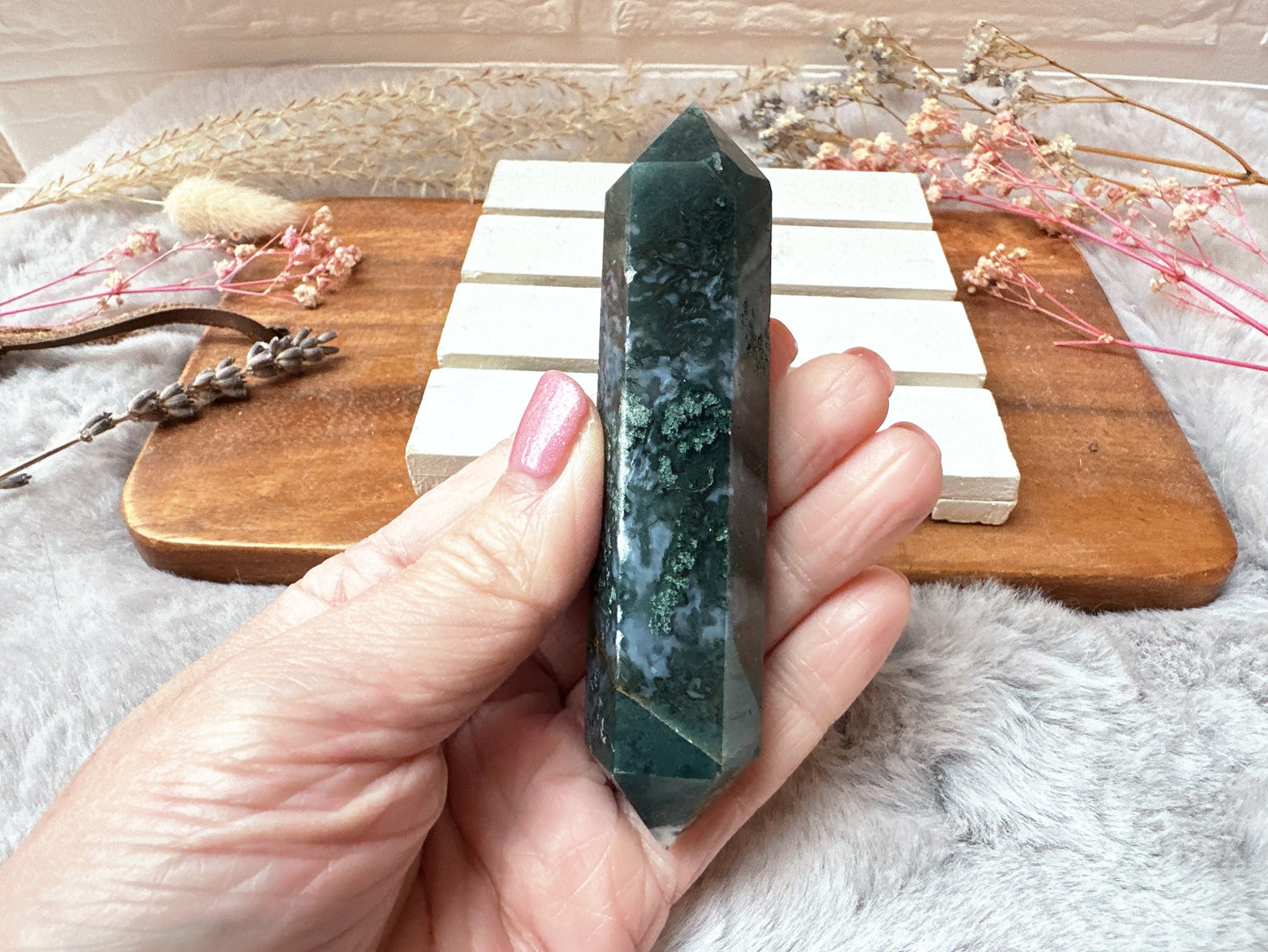 Moss Agate Double Terminated Point