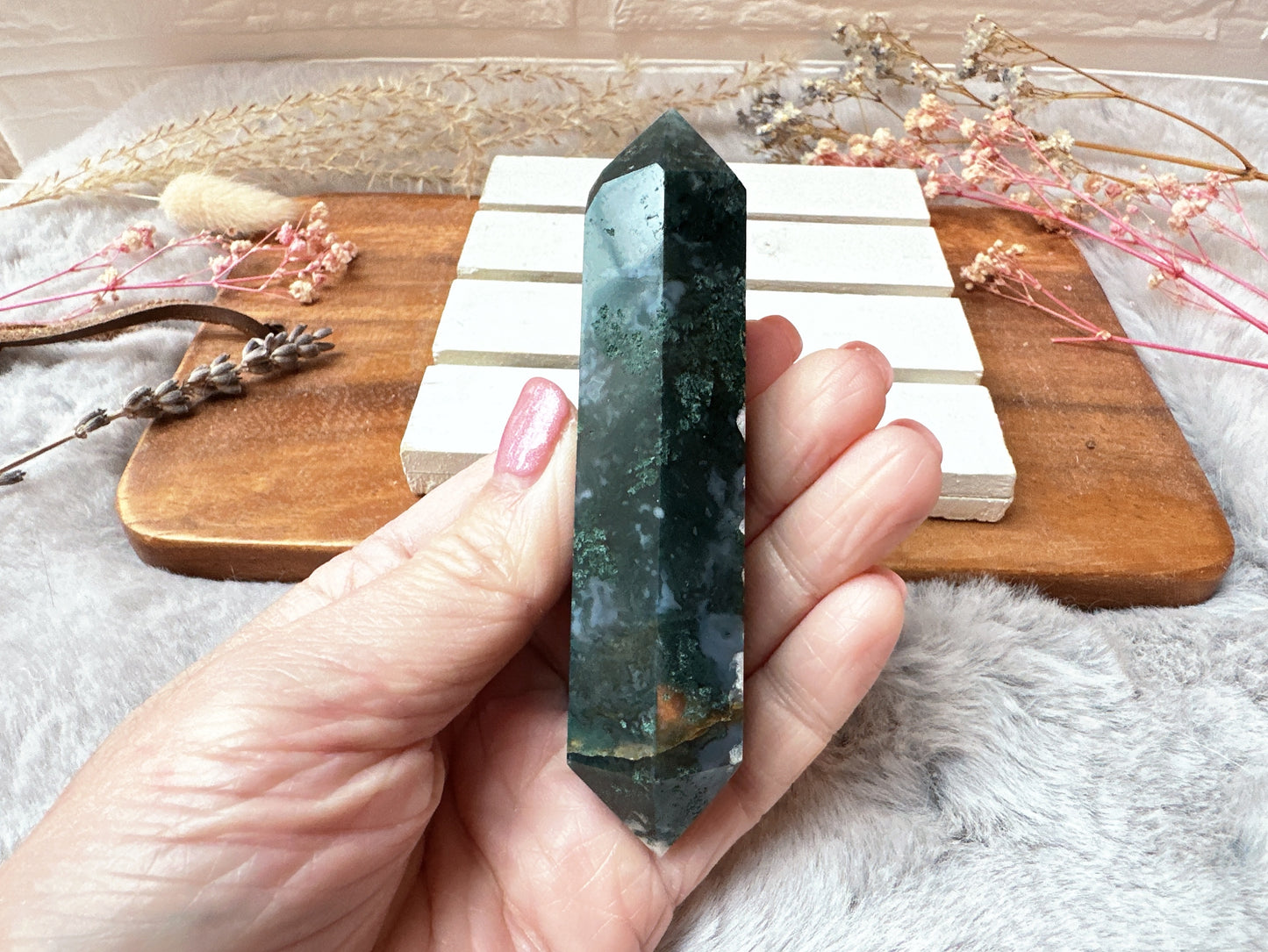 Moss Agate Double Terminated Point