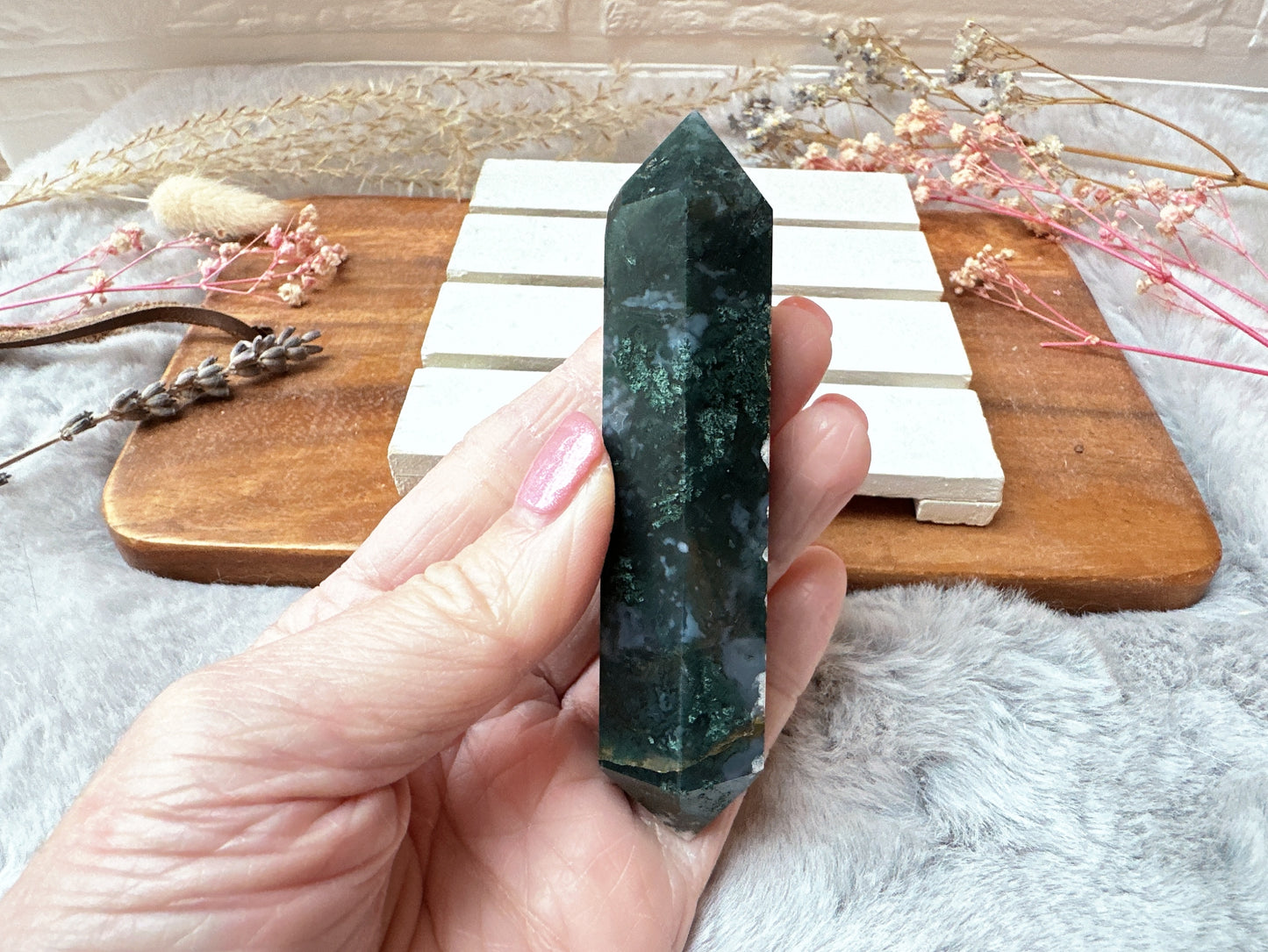 Moss Agate Double Terminated Point