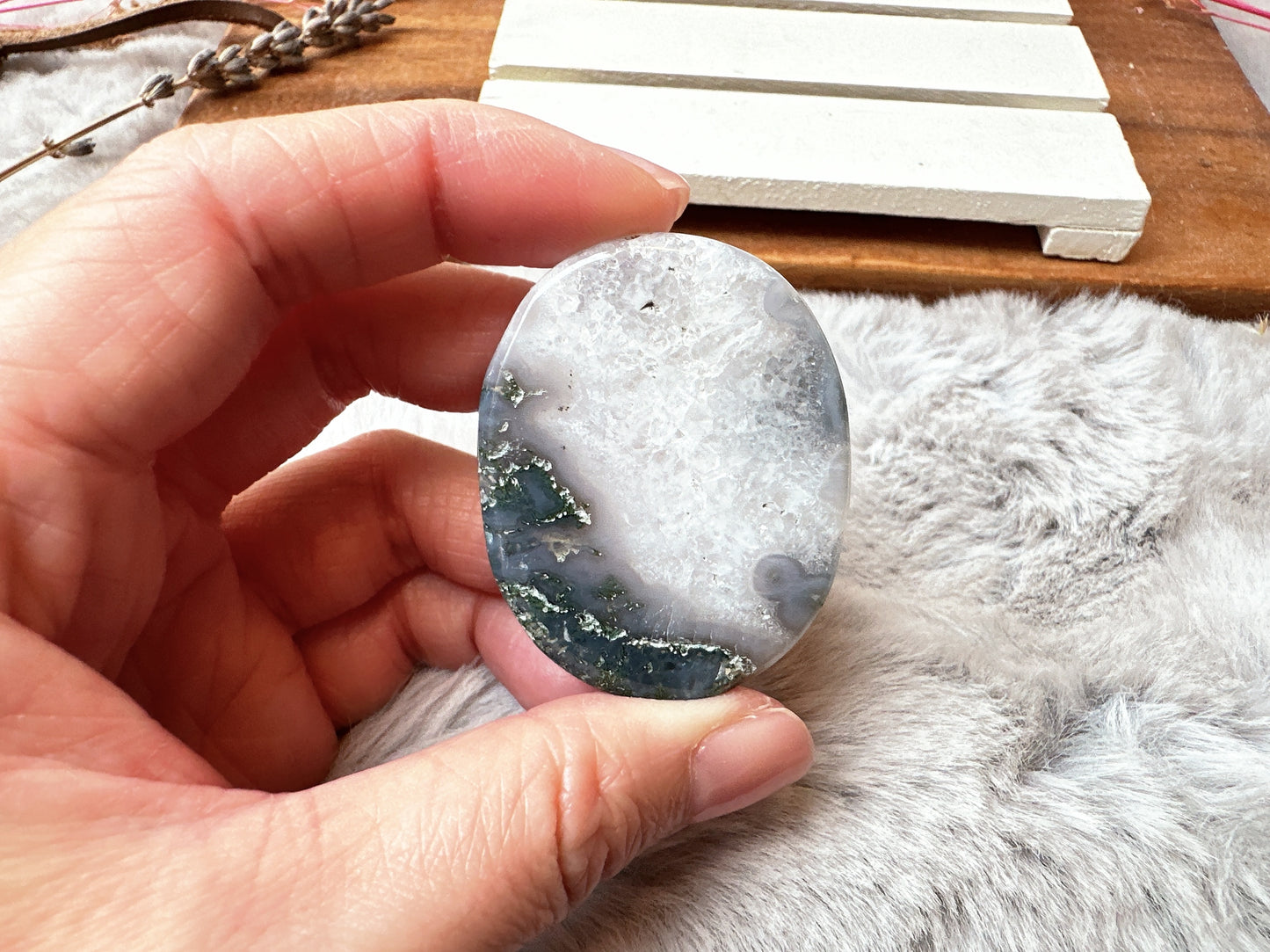 Moss Agate Flat Stone