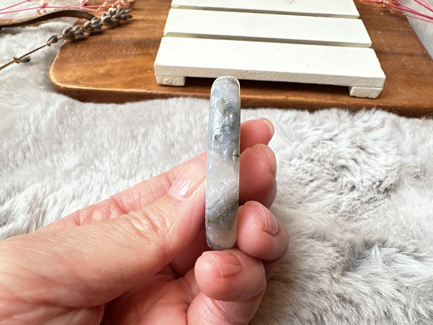 Moss Agate Flat Stone