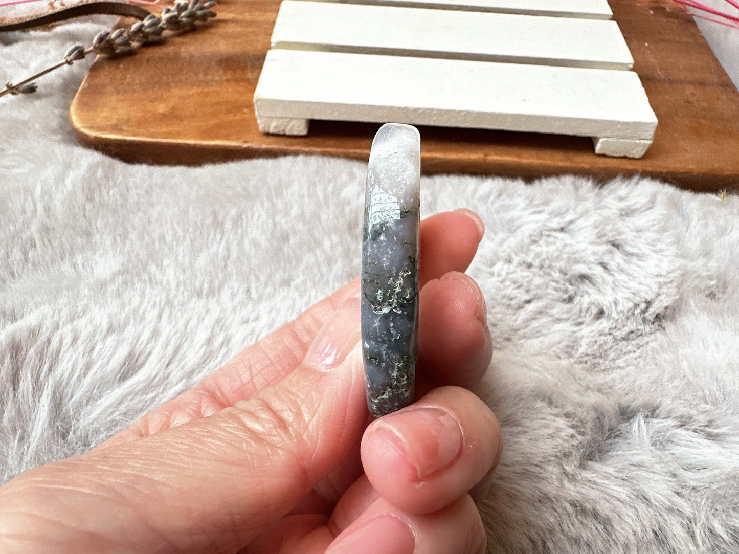 Moss Agate Flat Stone