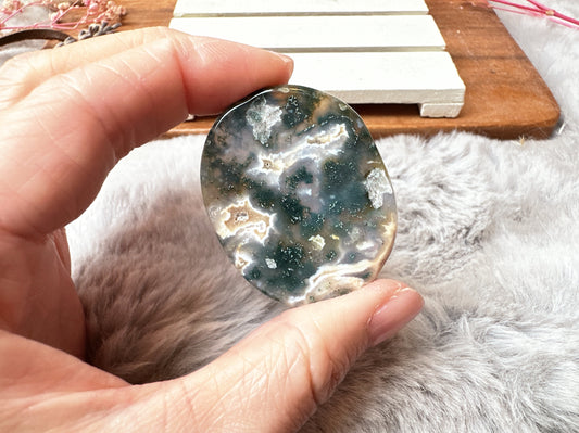 Moss Agate Flat Stone