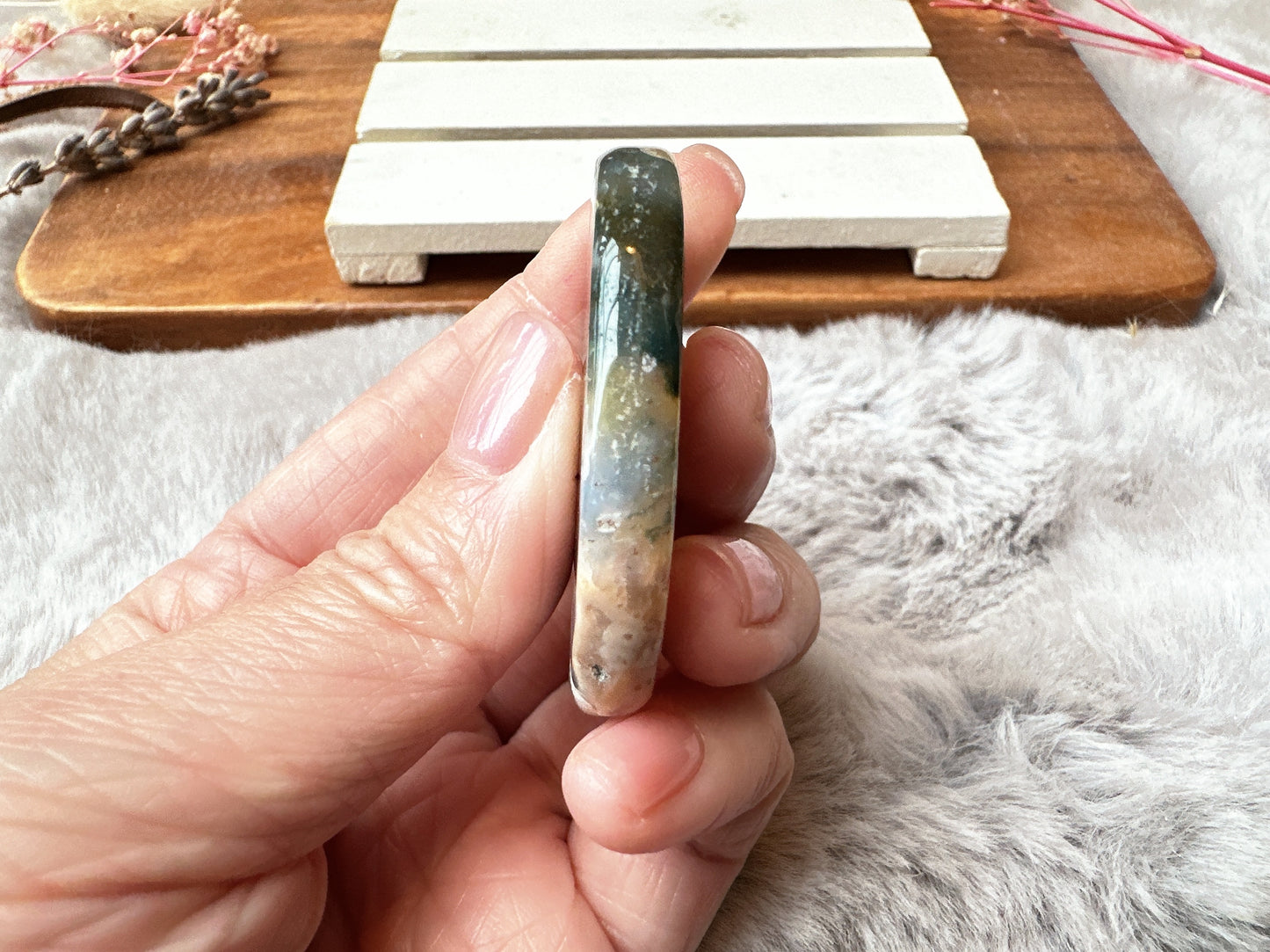 Moss Agate Flat Stone
