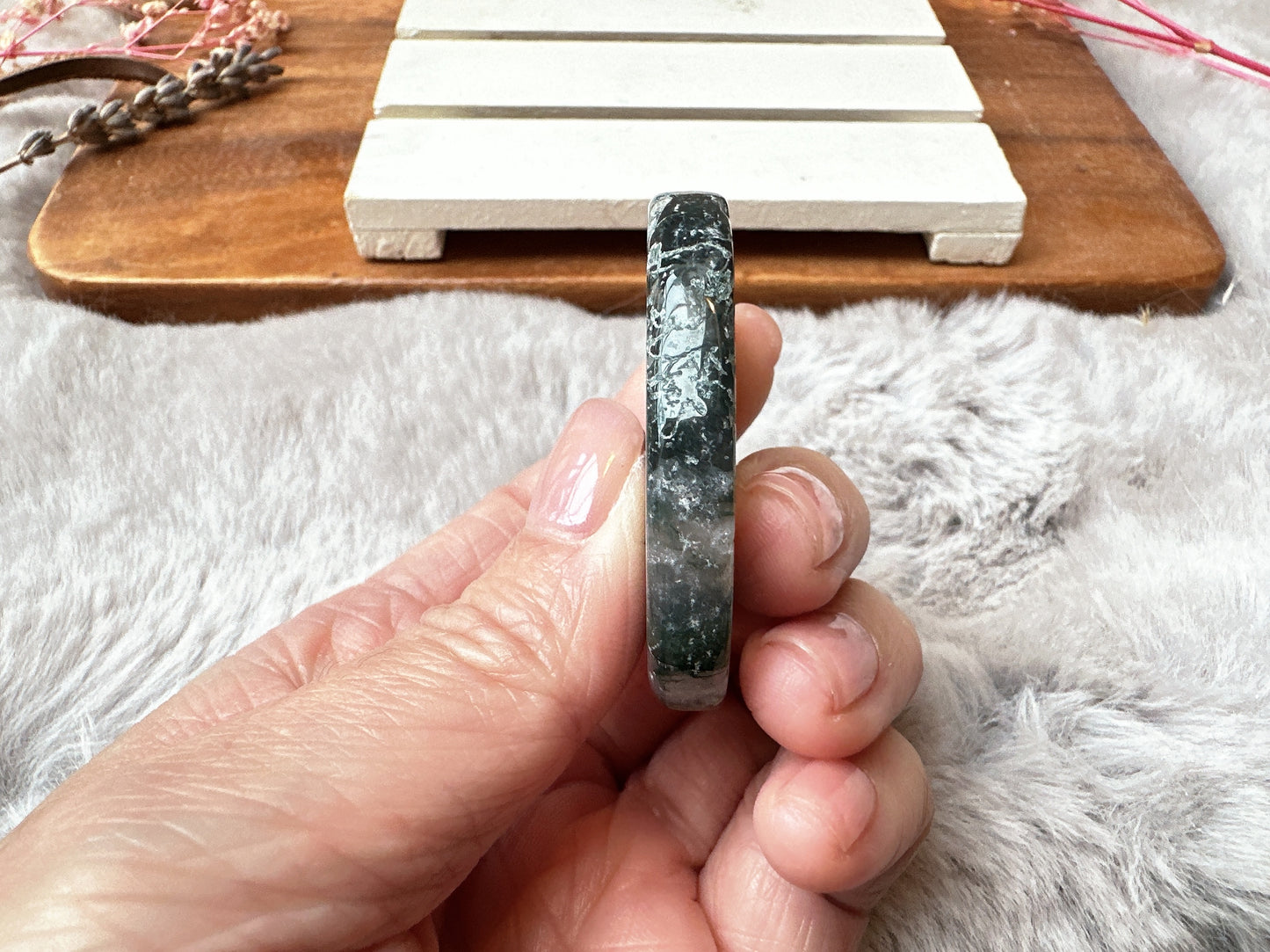 Moss Agate Flat Stone