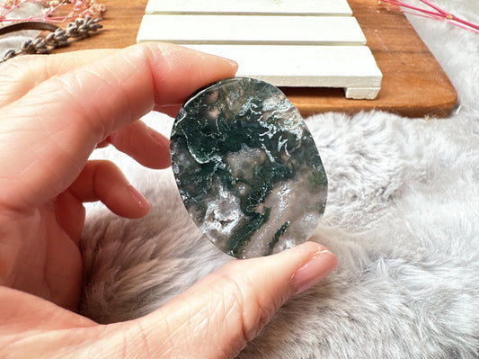 Moss Agate Flat Stone