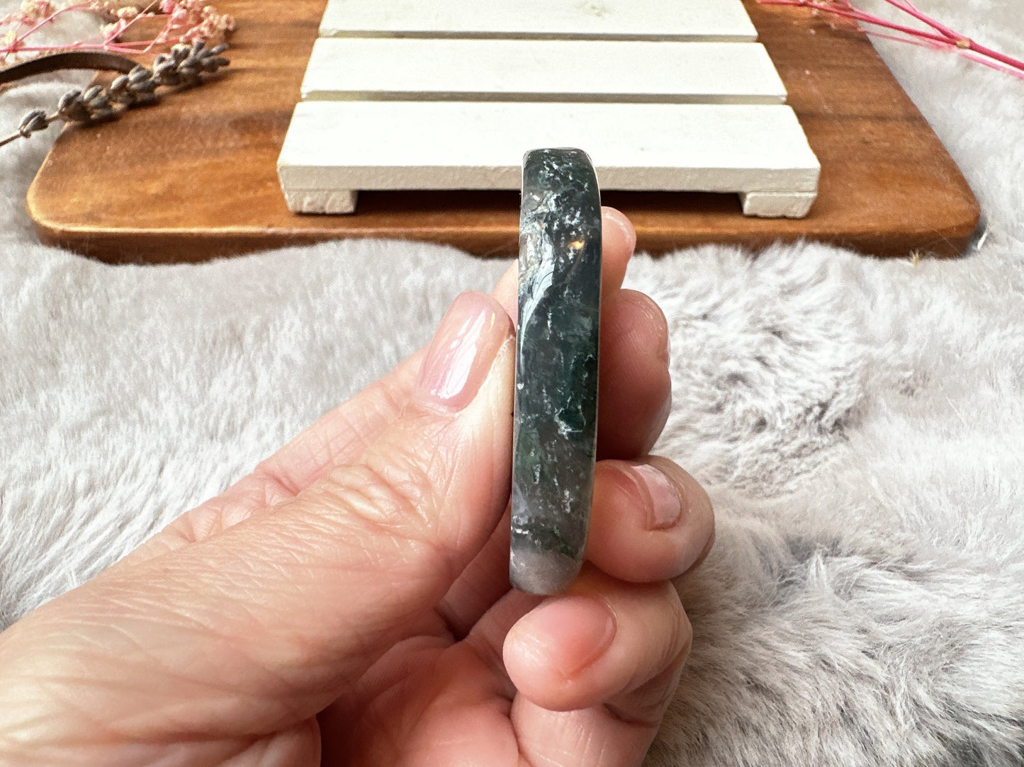Moss Agate Flat Stone