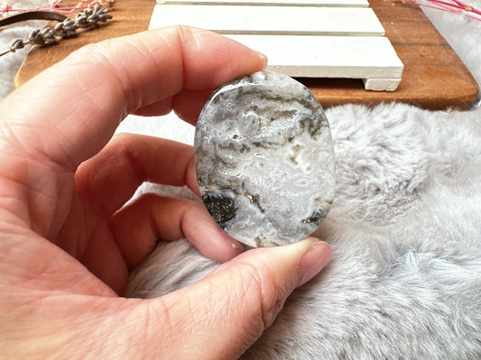 Moss Agate Flat Stone