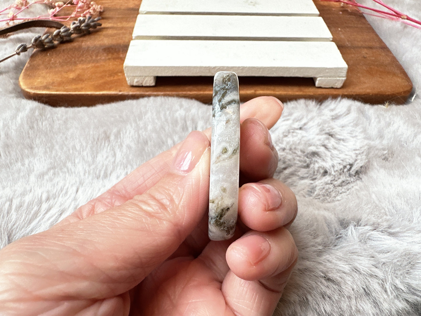 Moss Agate Flat Stone