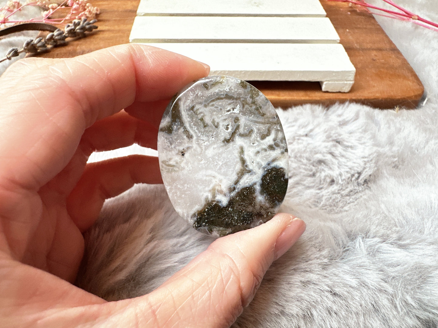 Moss Agate Flat Stone