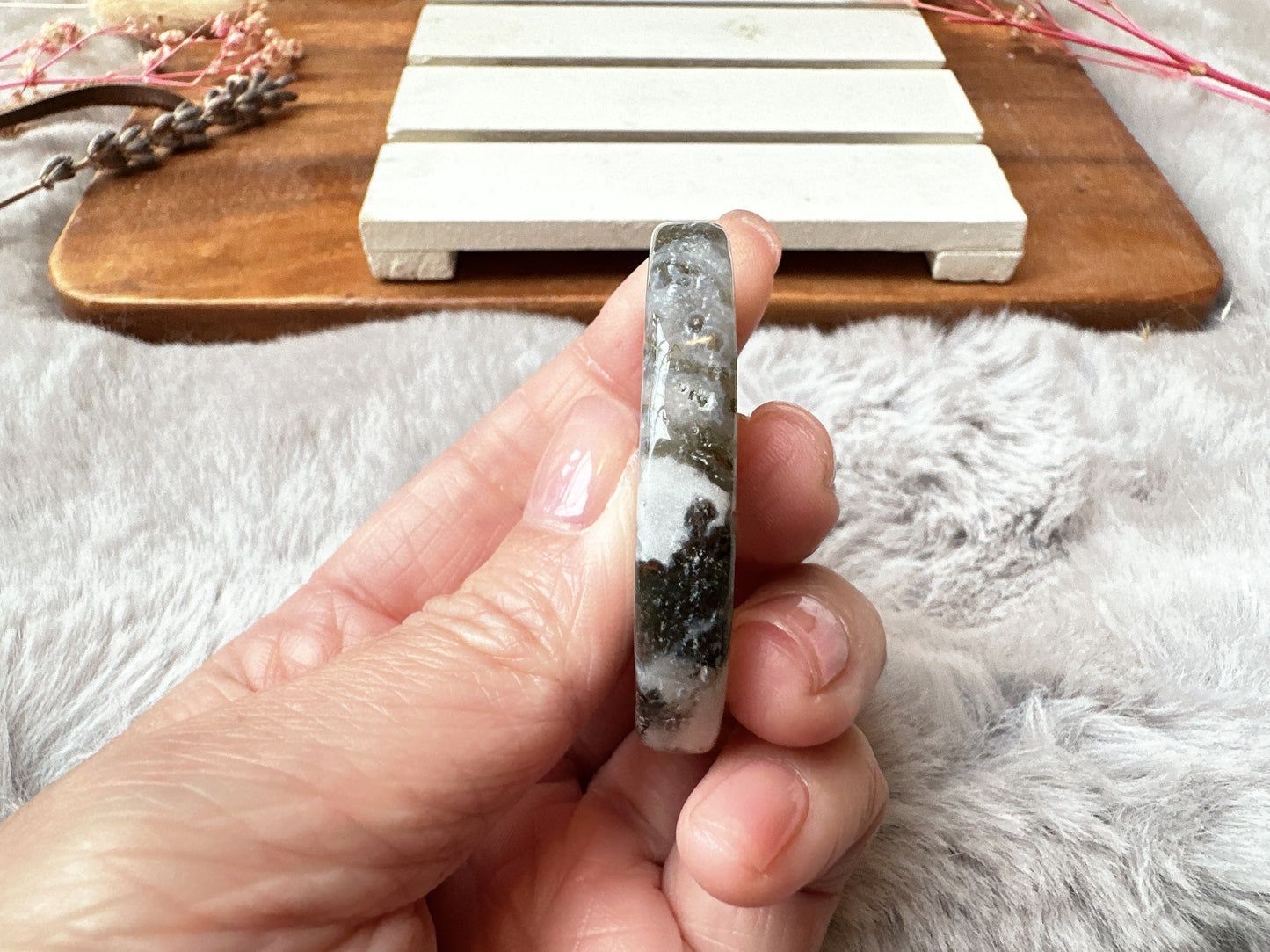 Moss Agate Flat Stone