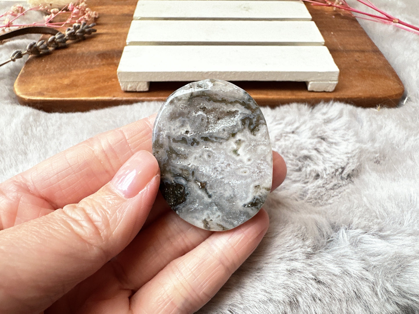 Moss Agate Flat Stone