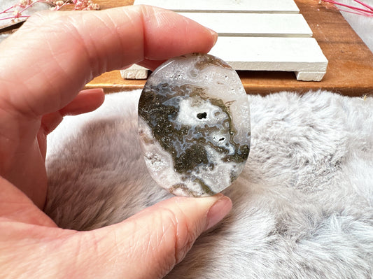 Moss Agate Flat Stone