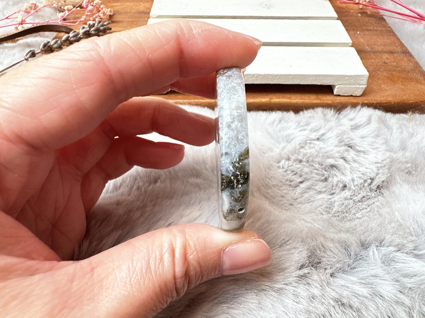 Moss Agate Flat Stone