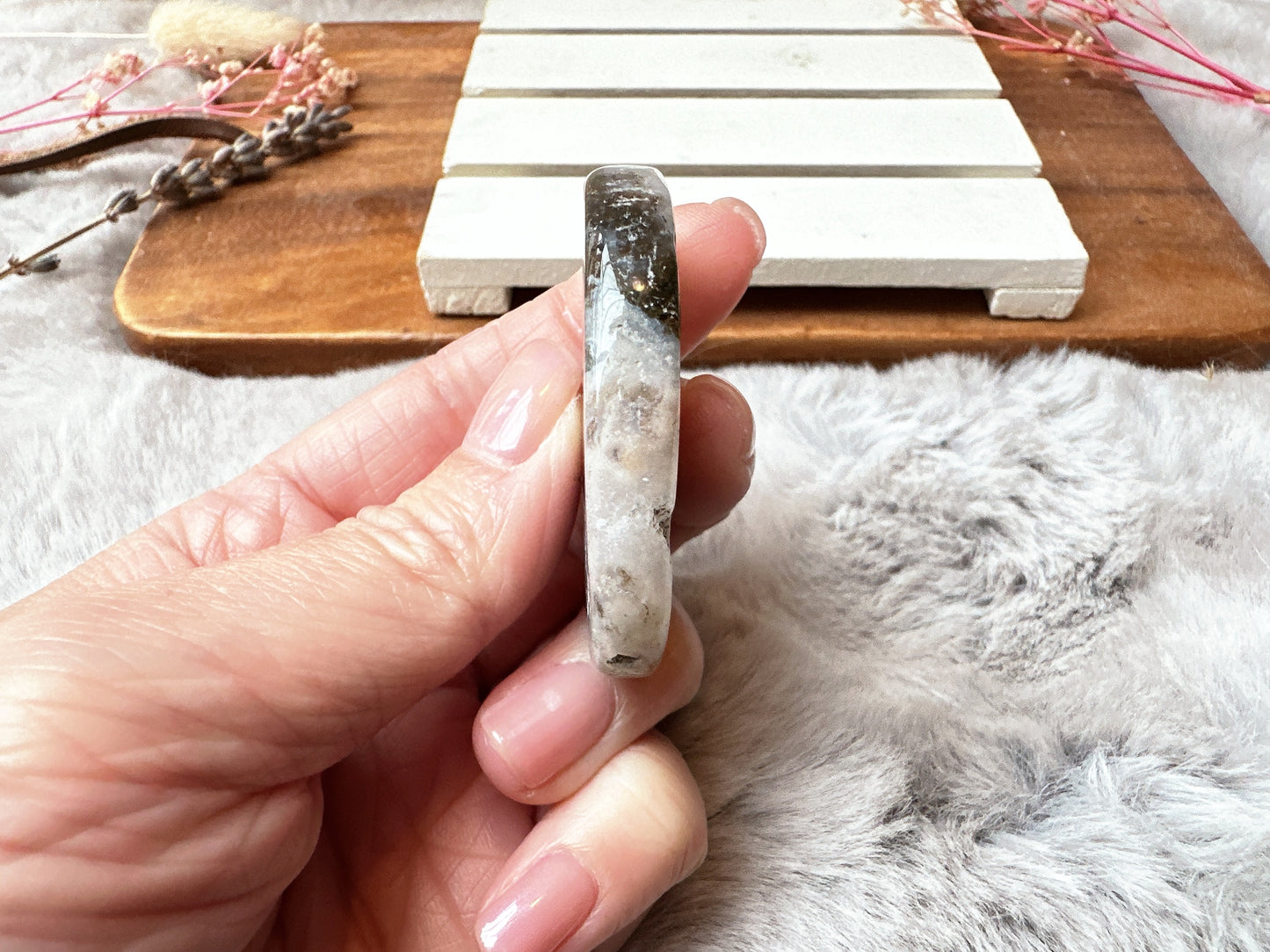 Moss Agate Flat Stone