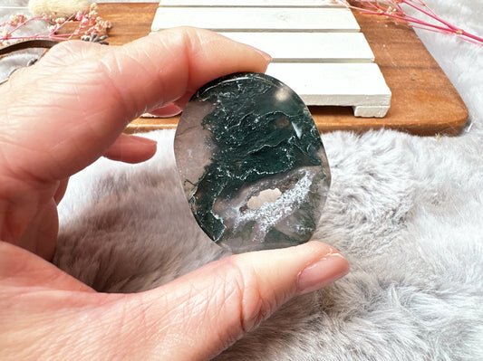 Moss Agate Flat Stone