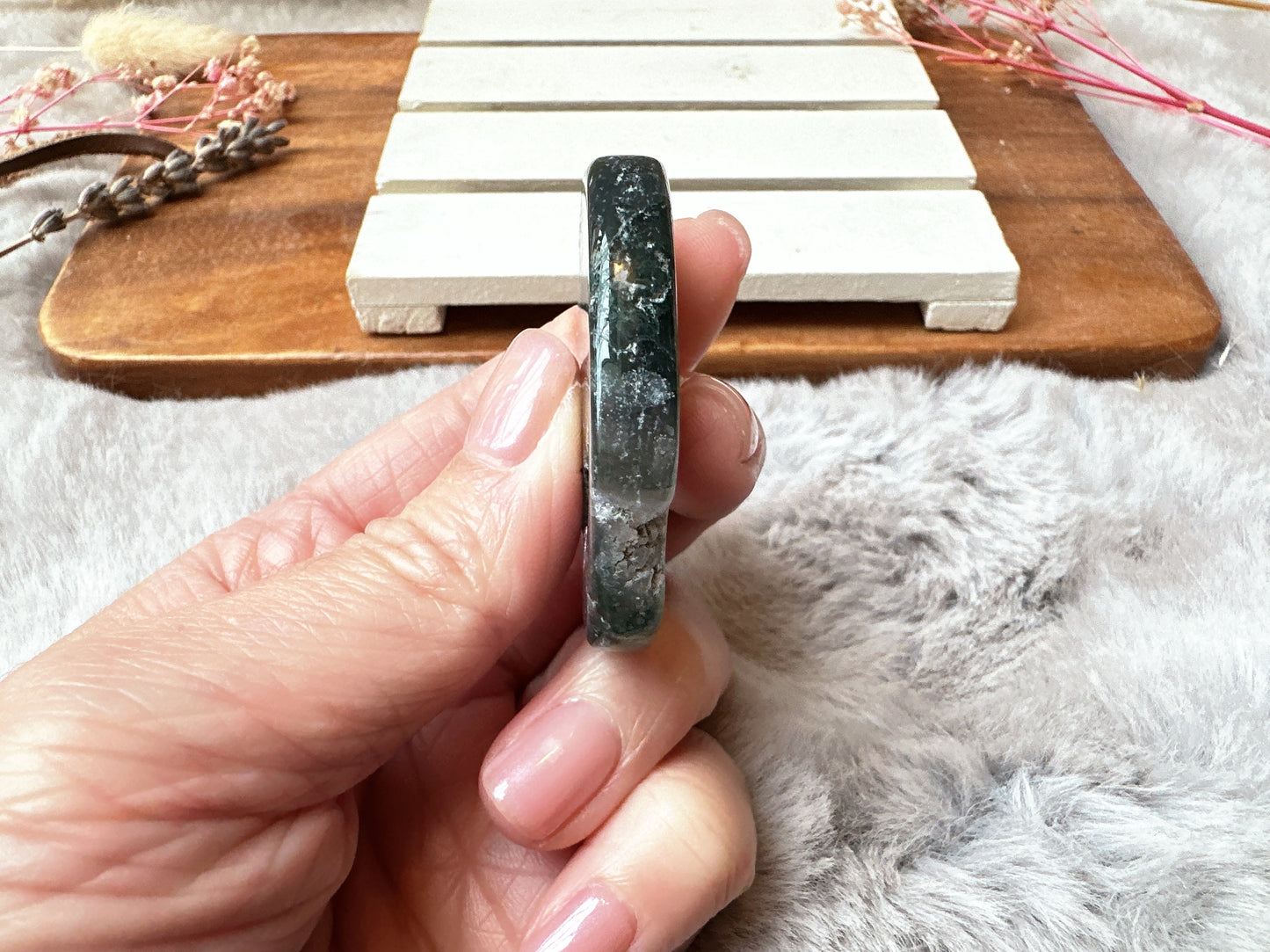 Moss Agate Flat Stone