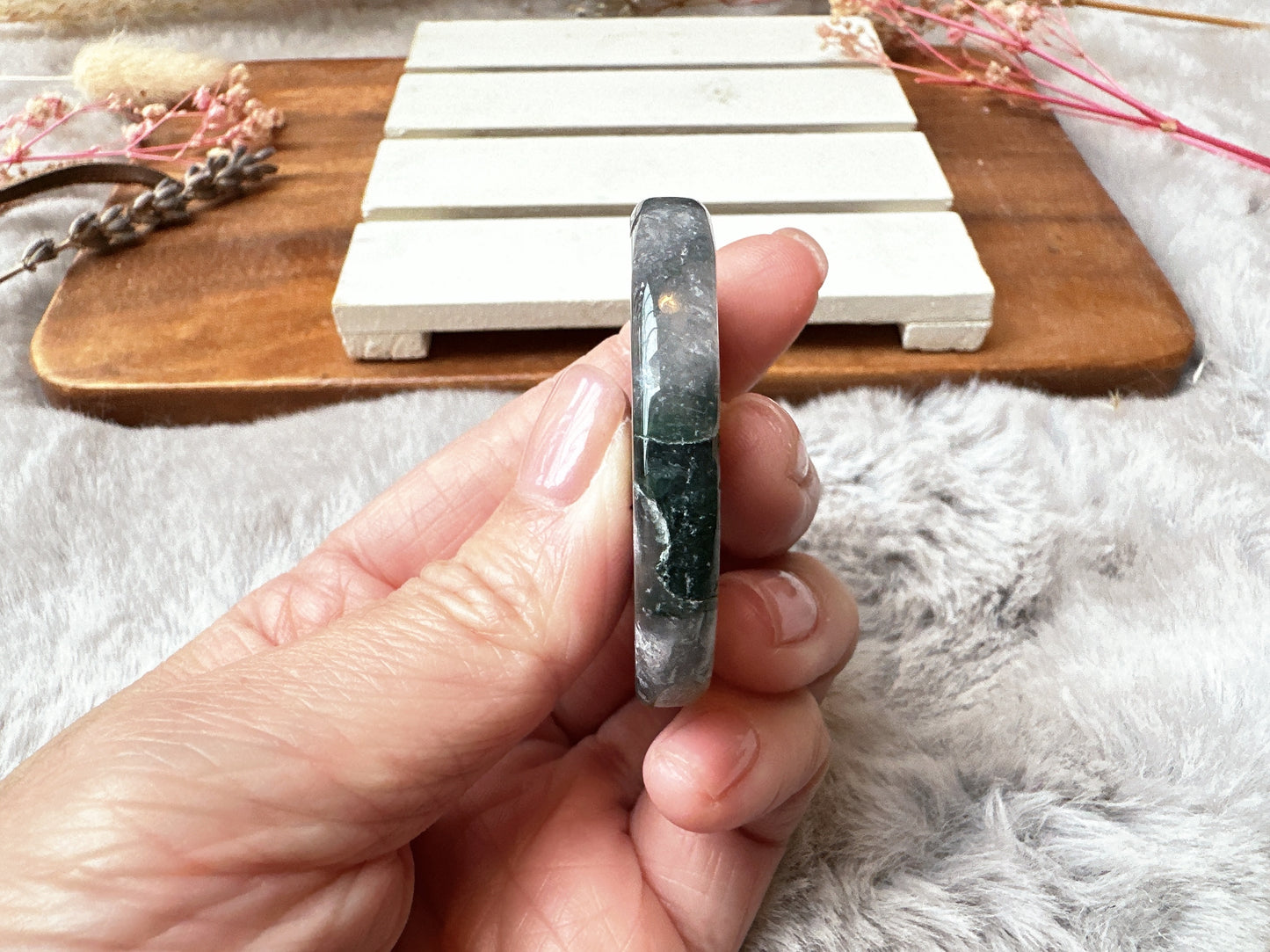 Moss Agate Flat Stone