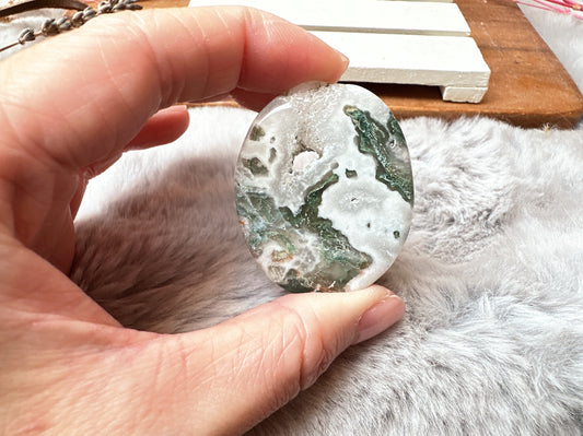 Moss Agate Flat Stone