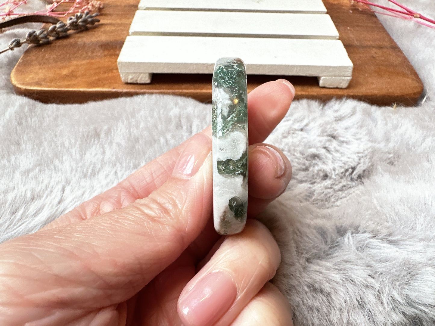 Moss Agate Flat Stone