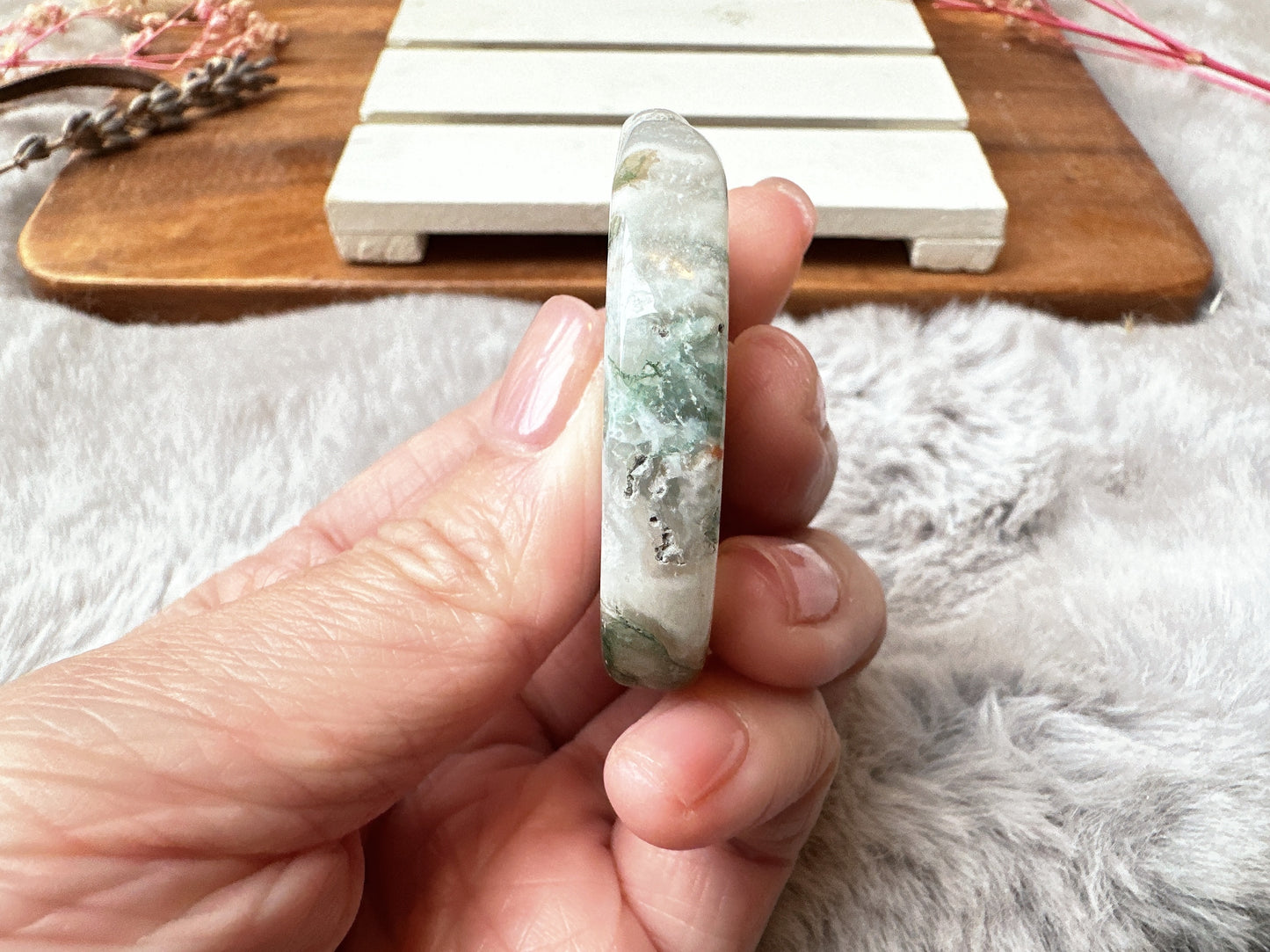 Moss Agate Flat Stone
