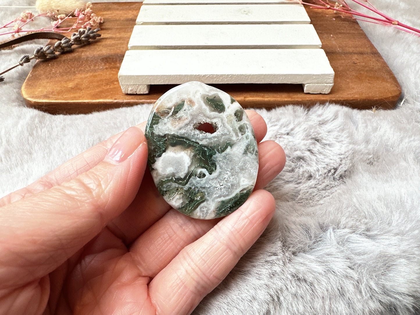 Moss Agate Flat Stone