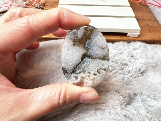 Moss Agate Flat Stone