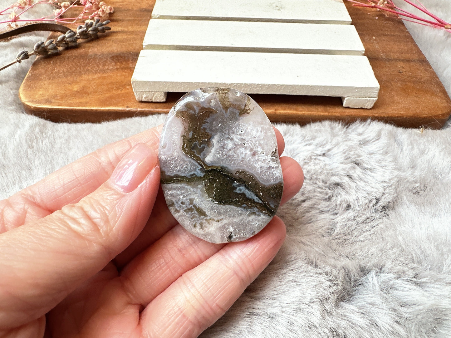 Moss Agate Flat Stone
